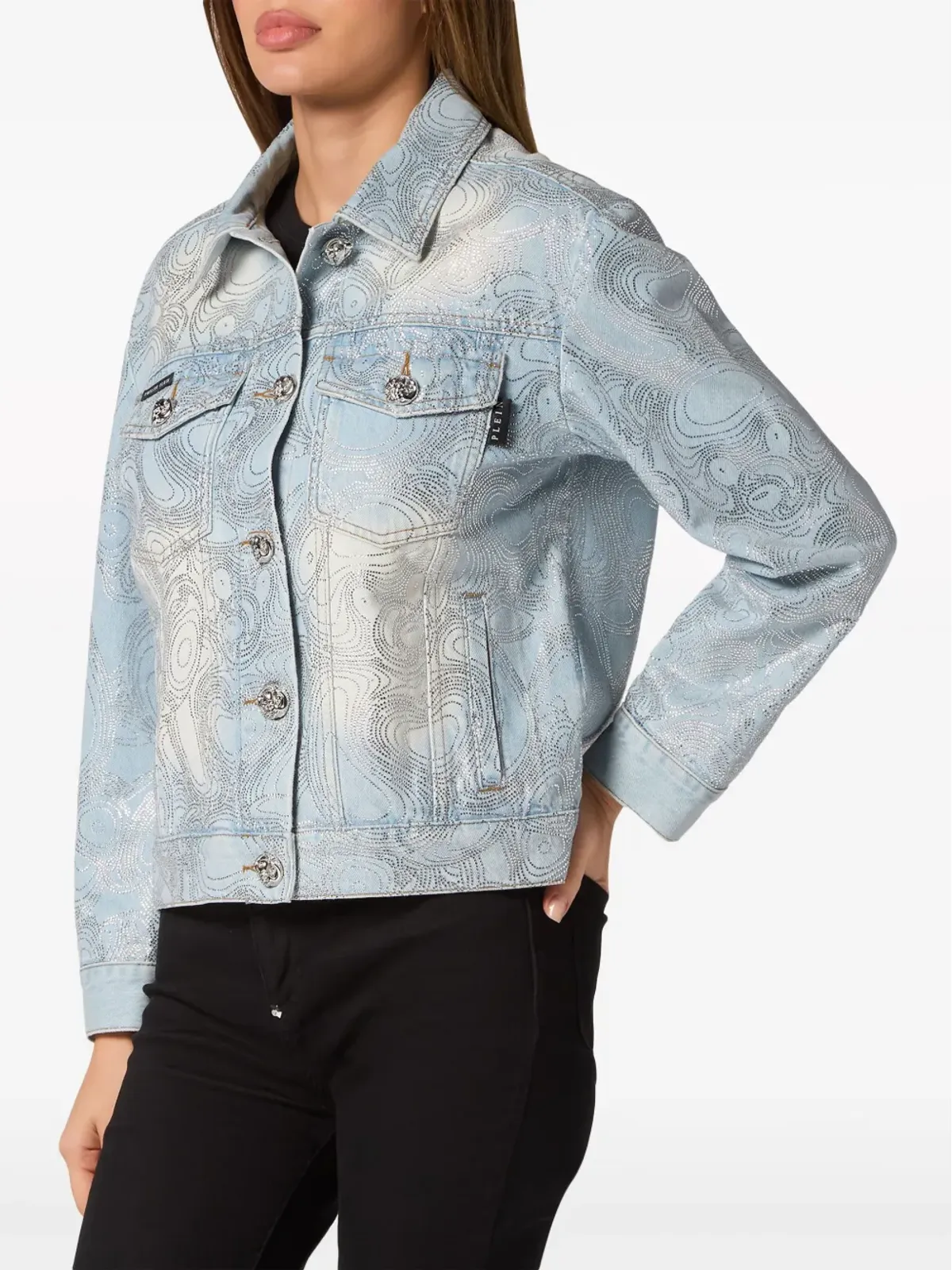 Philipp Plein テディベアアップリケ付きデニムジャケット ブルー - 画像3