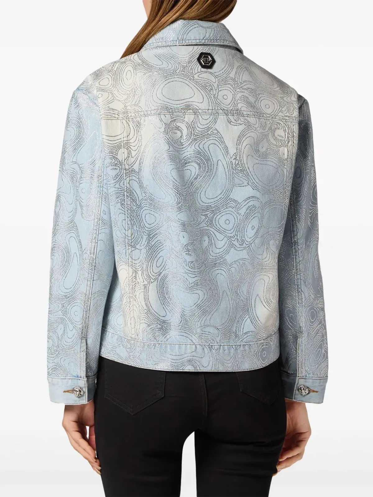 Philipp Plein テディベアアップリケ付きデニムジャケット ブルー - 画像4