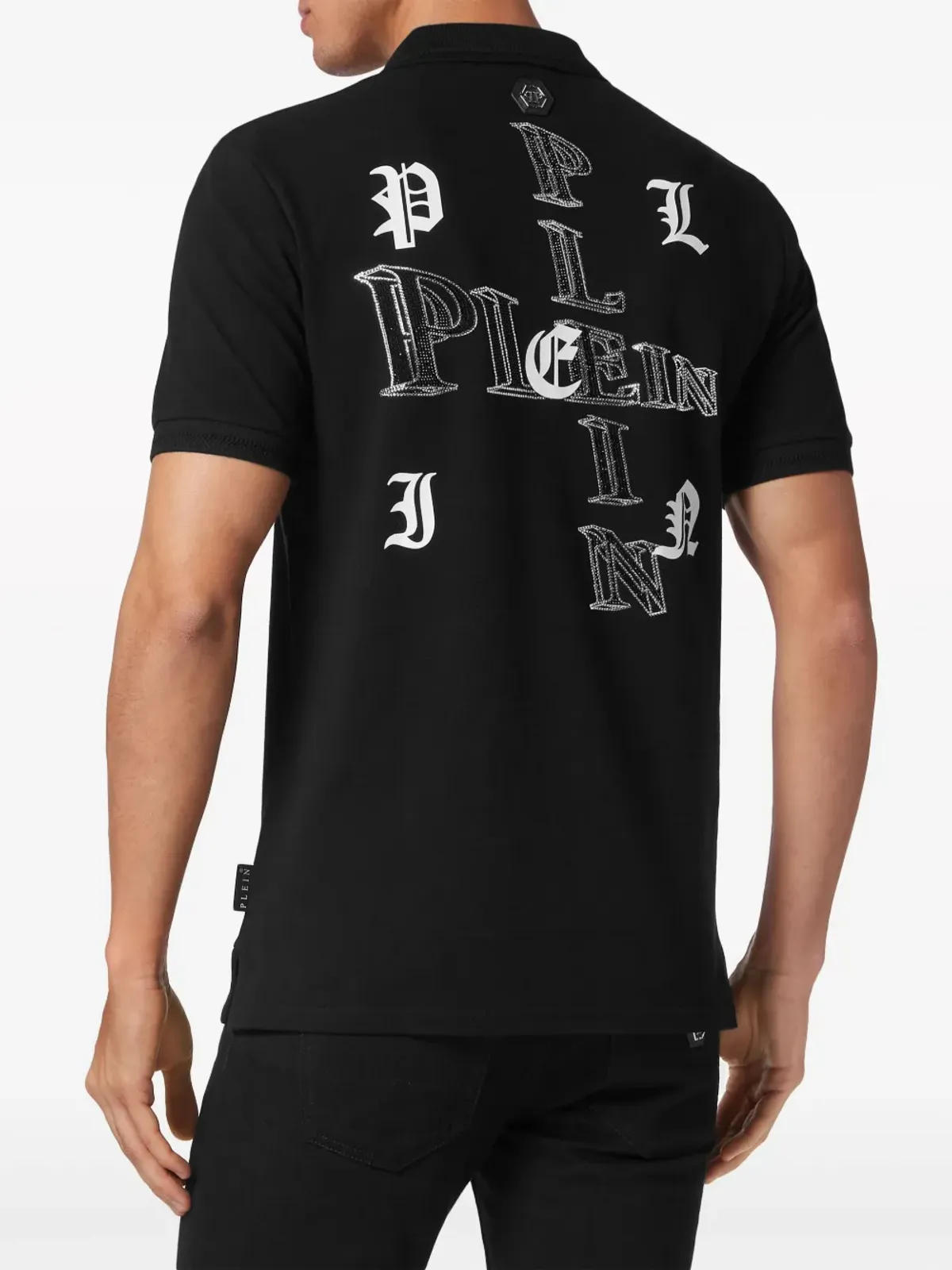 Philipp Plein クリスタル装飾 コットン ポロシャツ - ブラック - 画像4