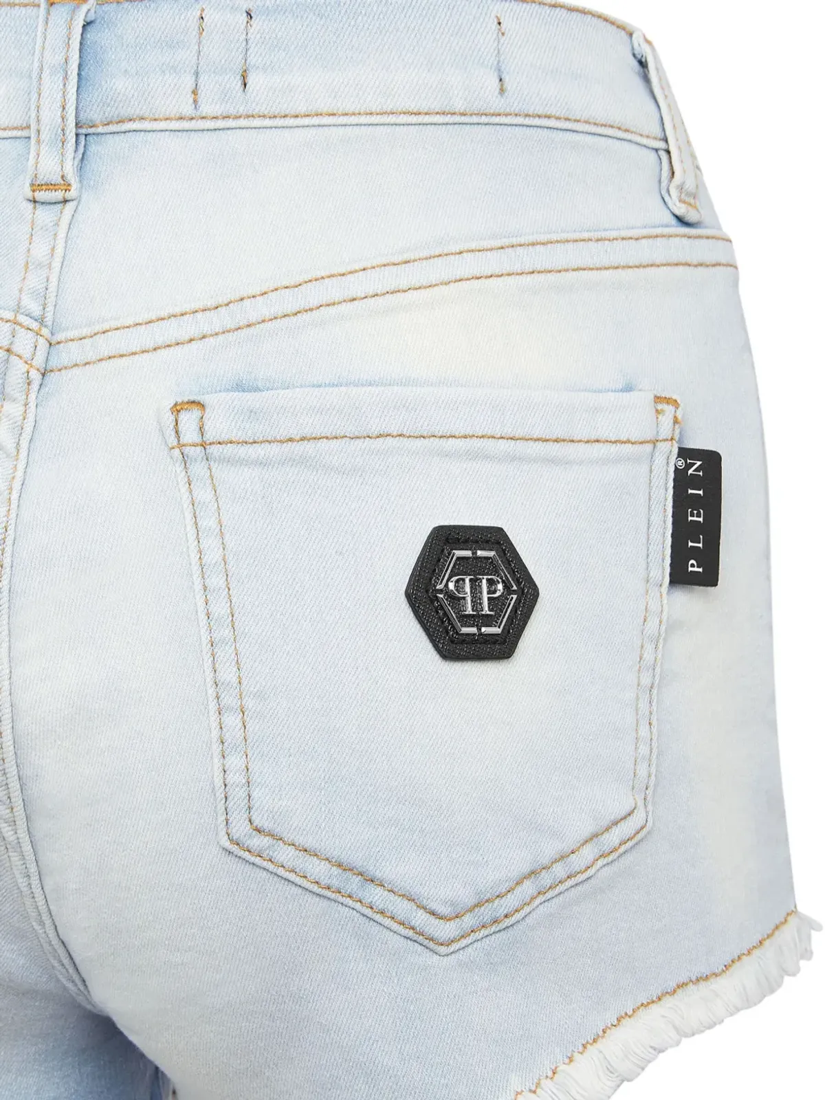 Philipp Plein ロゴアップリケ デニムショーツ - 画像3