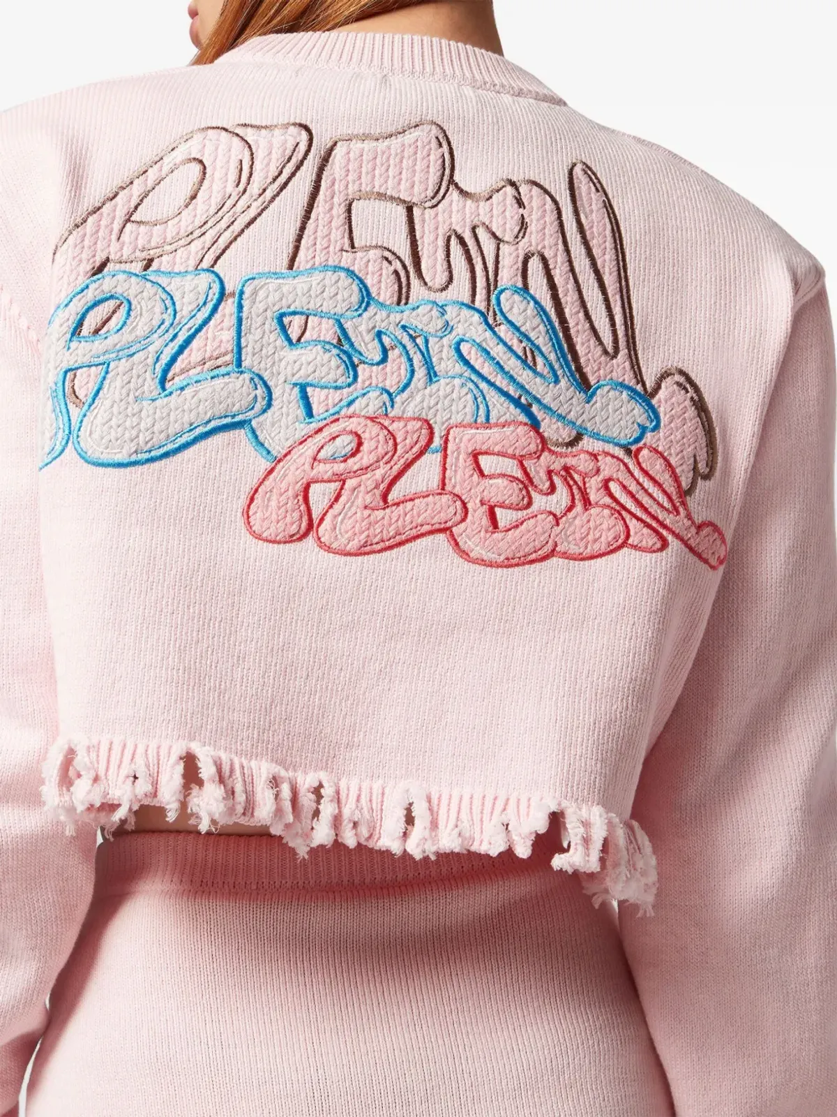 Philipp Plein ロゴ刺繍 クロップド コットン カーディガン - ピンク - 画像5