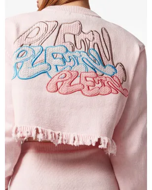 Philipp Plein ロゴ刺繍 クロップド コットン カーディガン - ピンク - サムネイル5