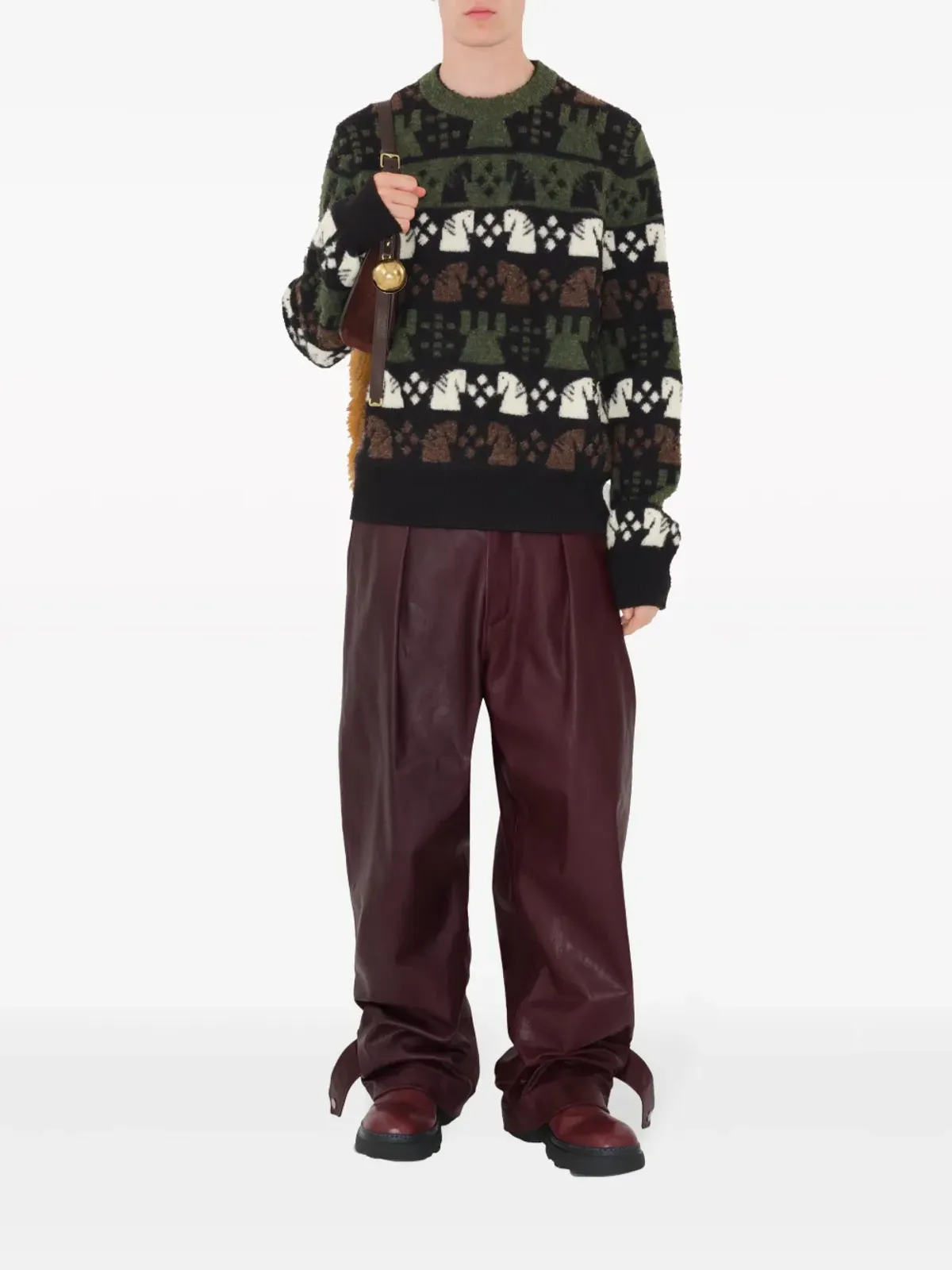 Burberry チェス柄 ウール混紡ニット - ブラック - 画像2