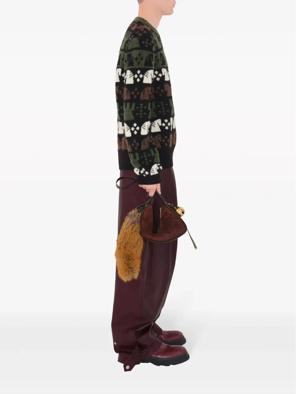 Burberry チェス柄 ウール混紡ニット - ブラック - 画像3