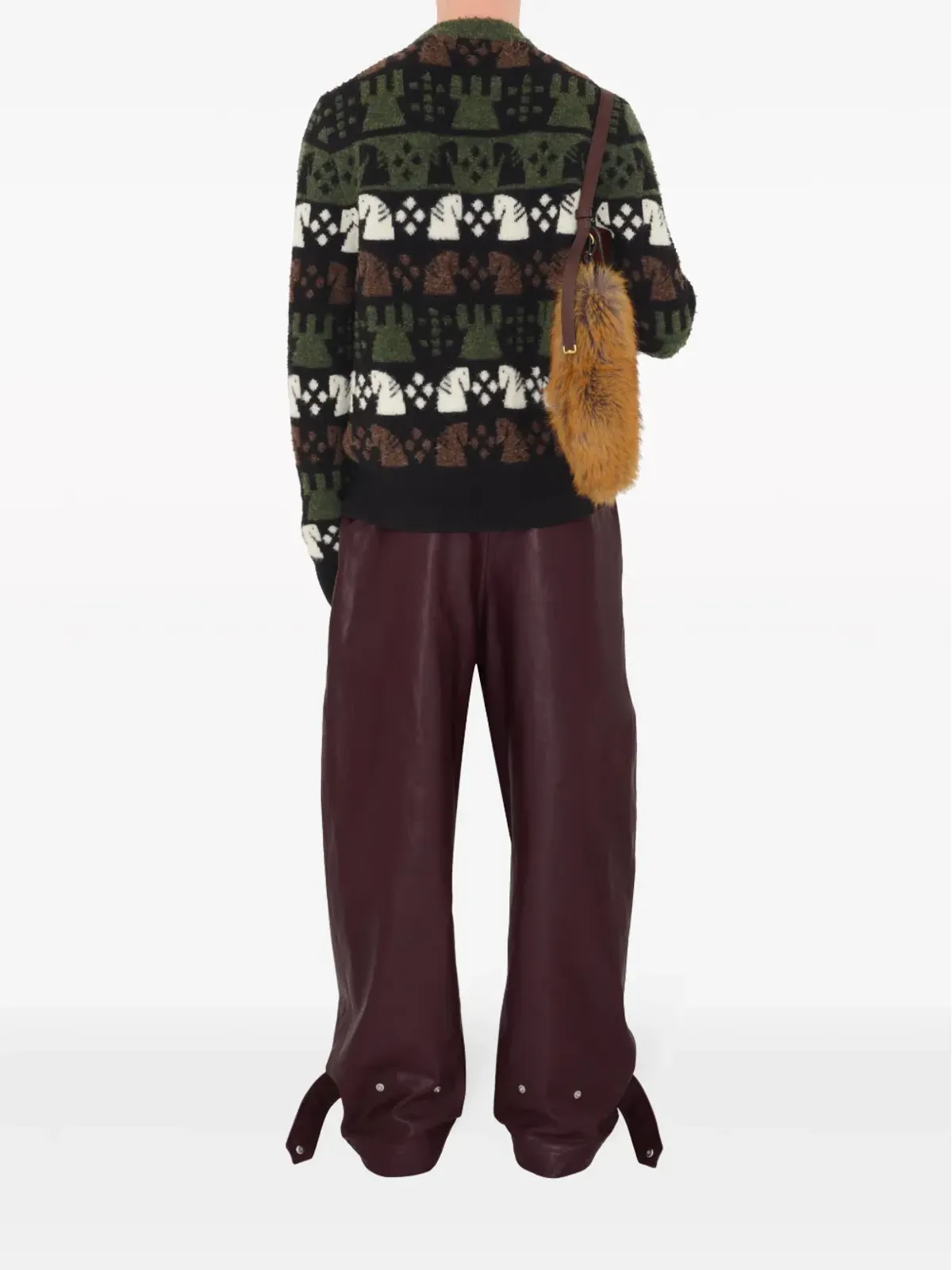 Burberry チェス柄 ウール混紡ニット - ブラック - 画像4