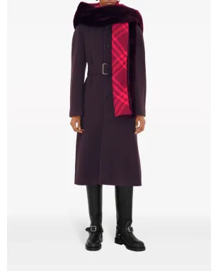 Burberry フェイクファー フード付きスカーフ - レッド - サムネイル3
