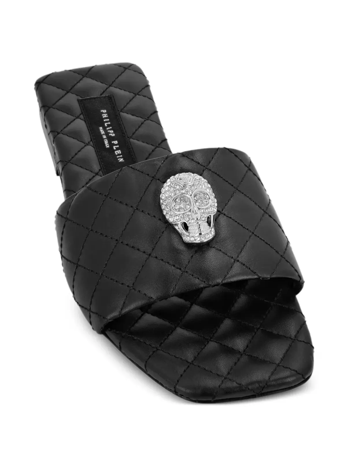 Philipp Plein skull-embellished quilted leather slides - 画像3