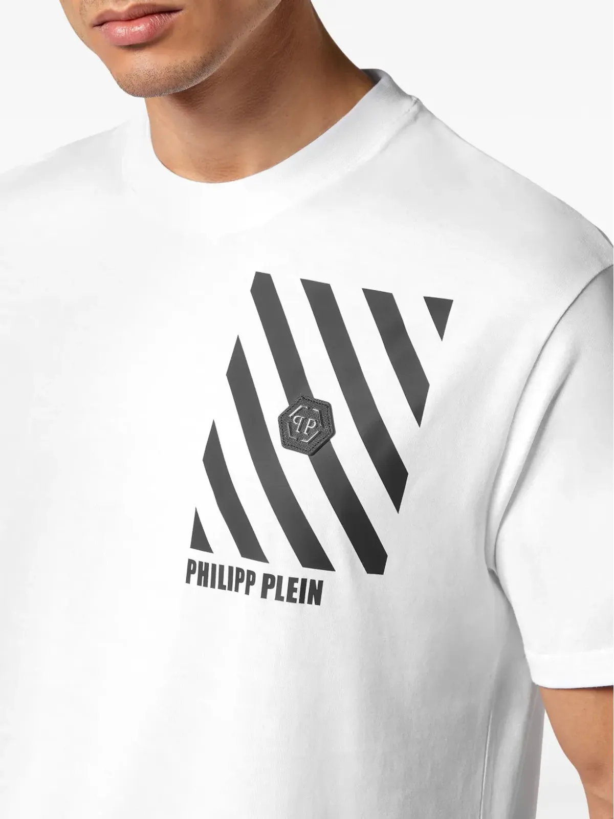 Philipp Plein ストライプ柄コットンTシャツ - ホワイト - 画像5