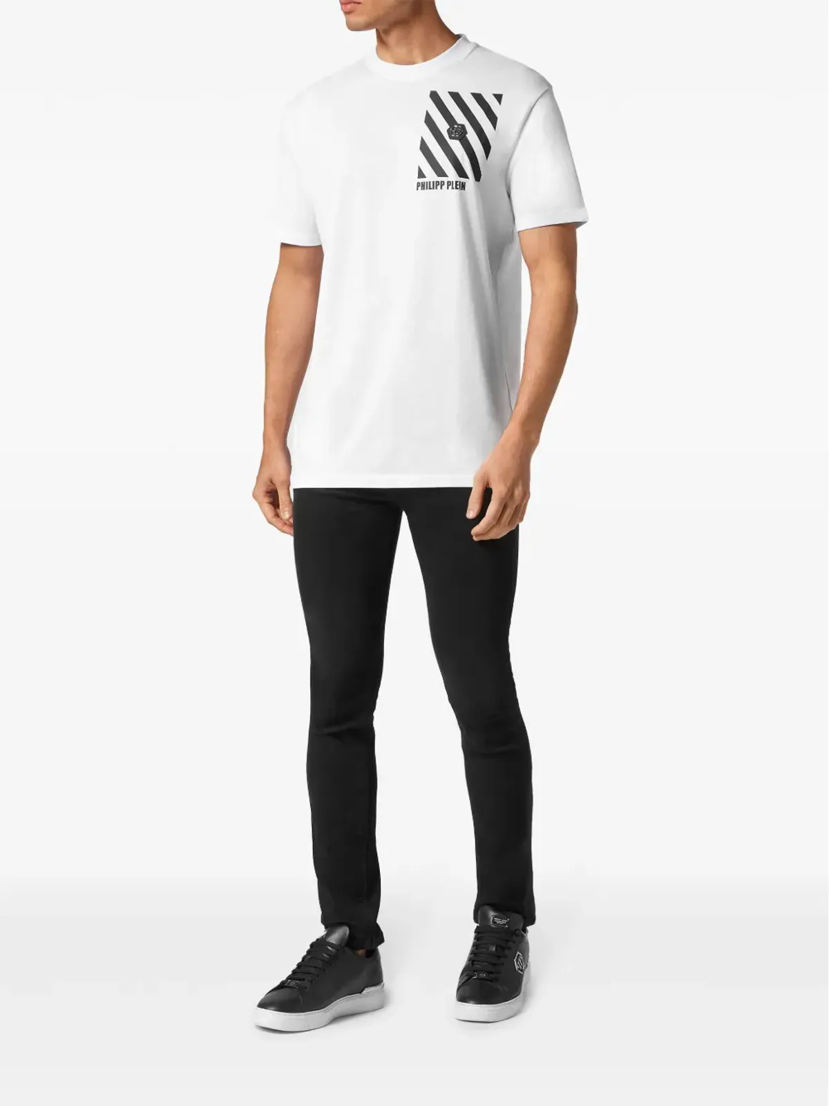 Philipp Plein ストライプ柄コットンTシャツ - ホワイト - 画像2