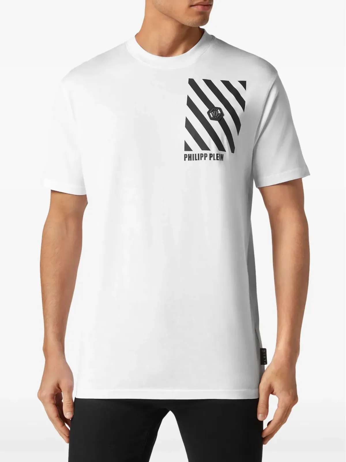 Philipp Plein ストライプ柄コットンTシャツ - ホワイト - 画像3