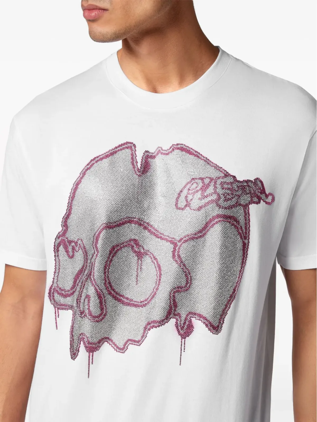 Philipp Plein ドリッピングスカル コットン Tシャツ - ホワイト - 画像5
