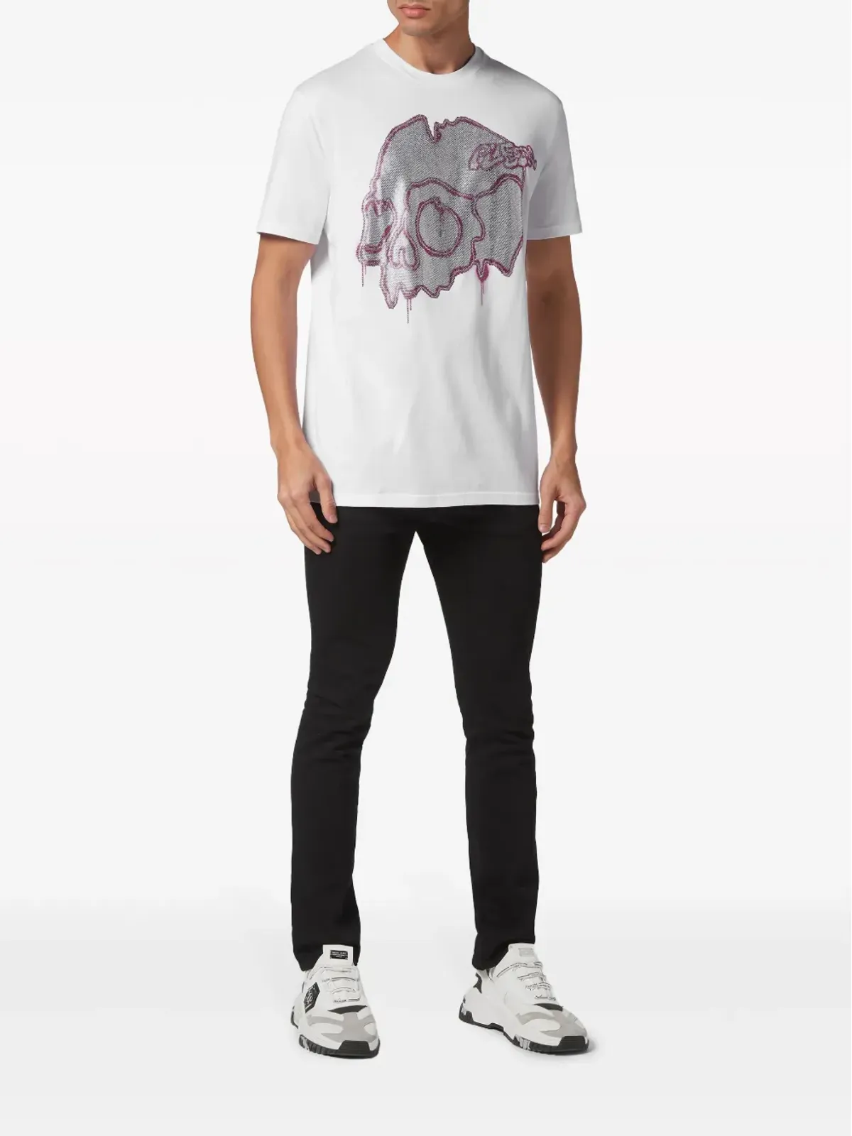 Philipp Plein ドリッピングスカル コットン Tシャツ - ホワイト - 画像2