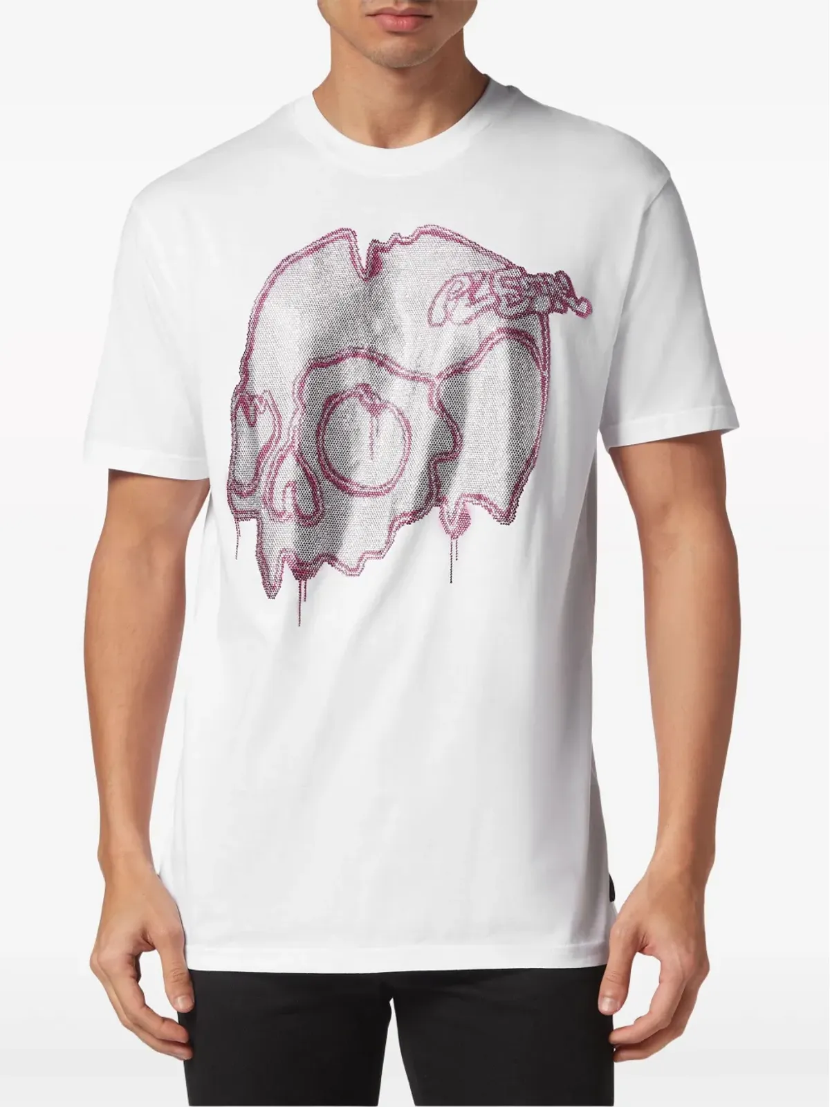 Philipp Plein ドリッピングスカル コットン Tシャツ - ホワイト - 画像3