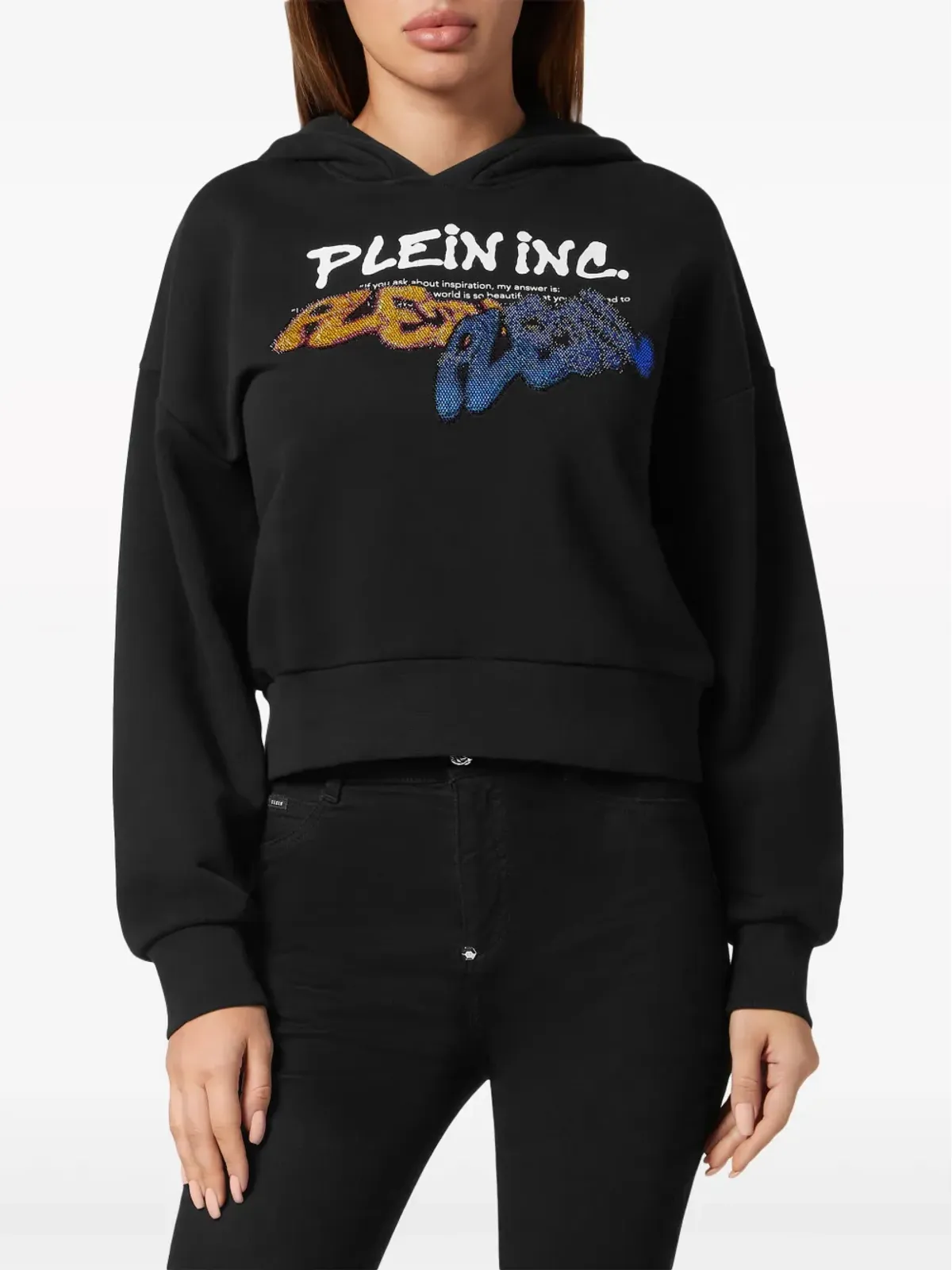 Philipp Plein ロゴプリント クロップド パーカー - 画像3