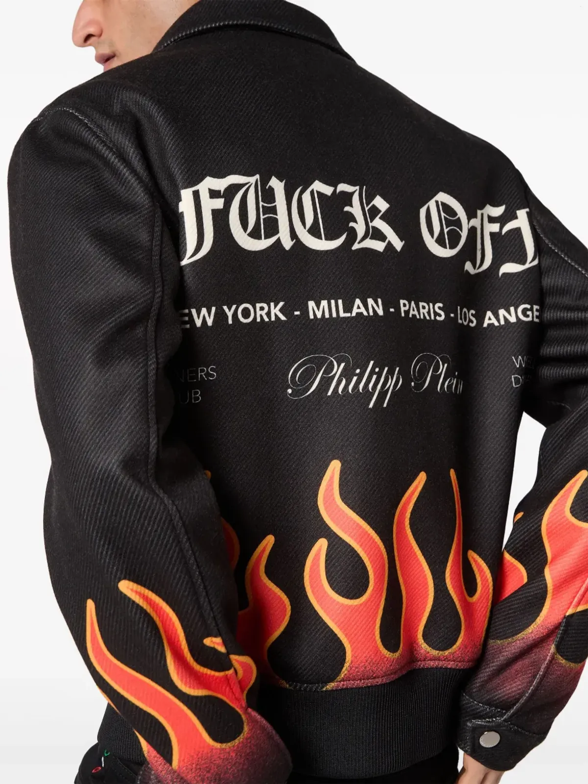 Philipp Plein 炎プリント ボンバー ジャケット - ブラック - 画像5