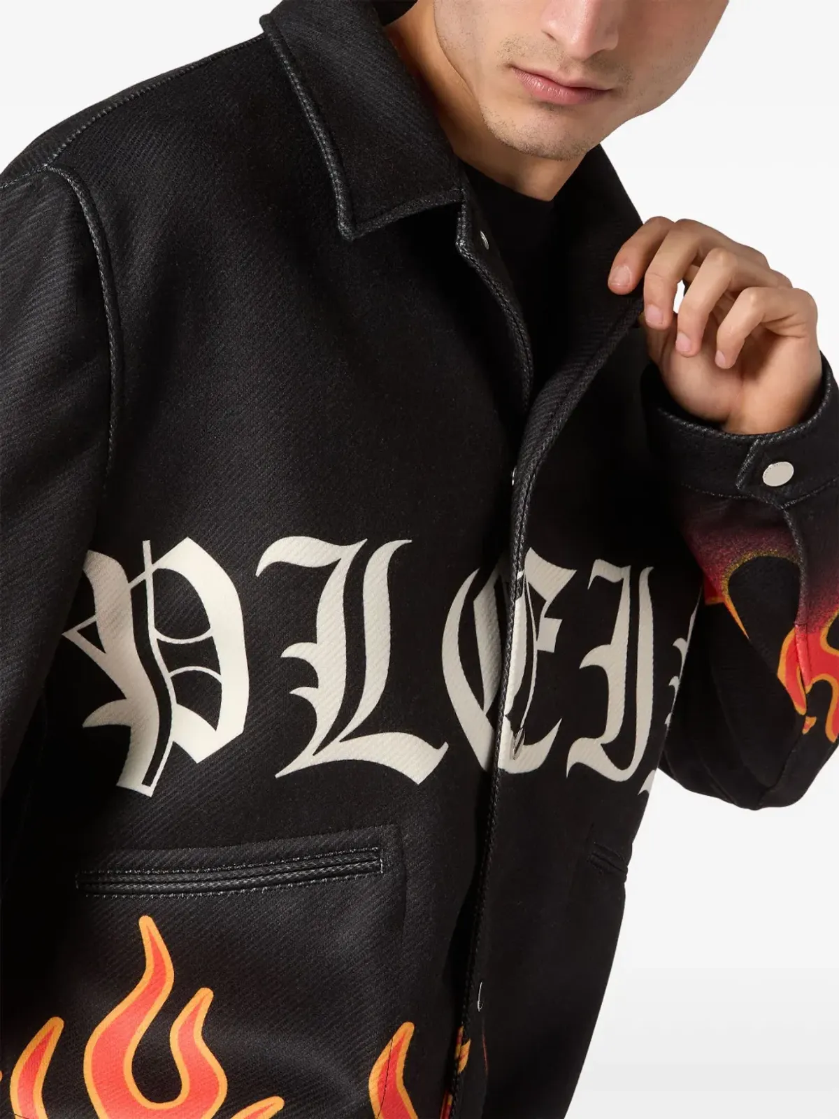 Philipp Plein 炎プリント ボンバー ジャケット - ブラック - 画像4