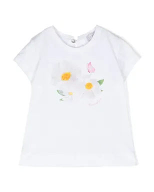 Monnalisa St. Flowers コットンTシャツ - White - サムネイル1