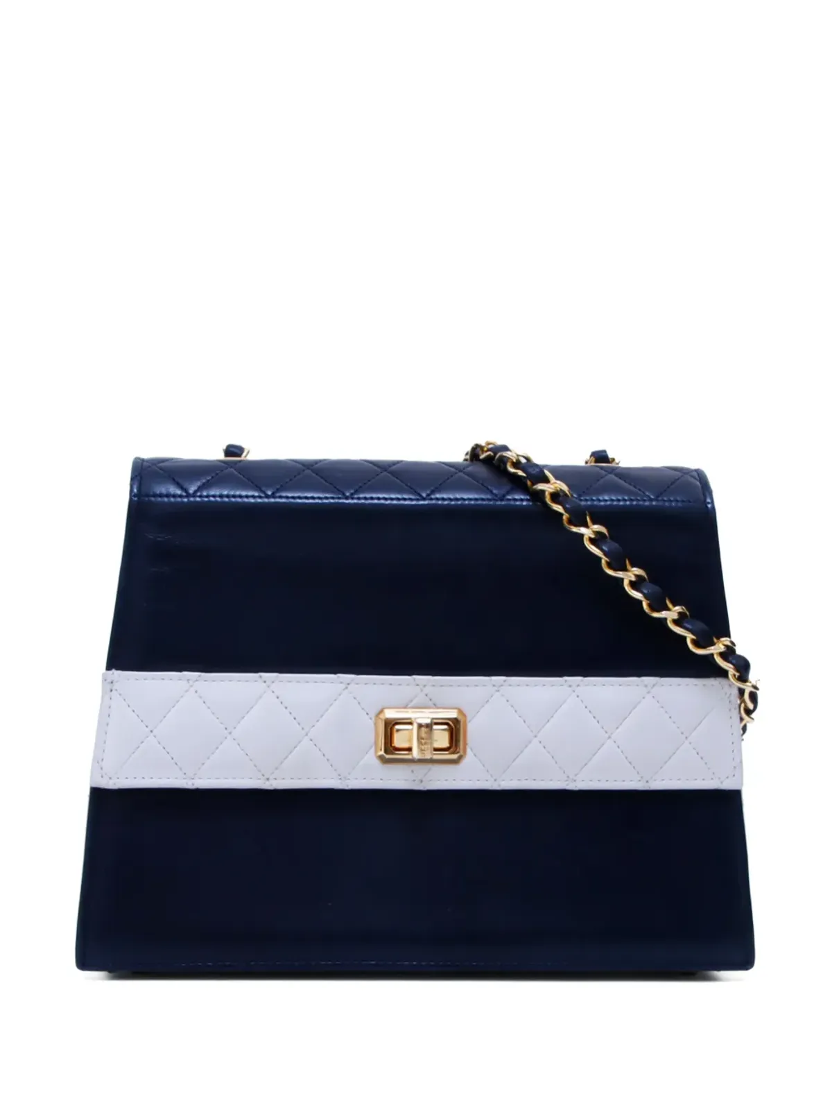 CHANEL ビンテージ 1989-1991 ダイヤモンドキルト ショルダーバッグ ブルー - 画像1