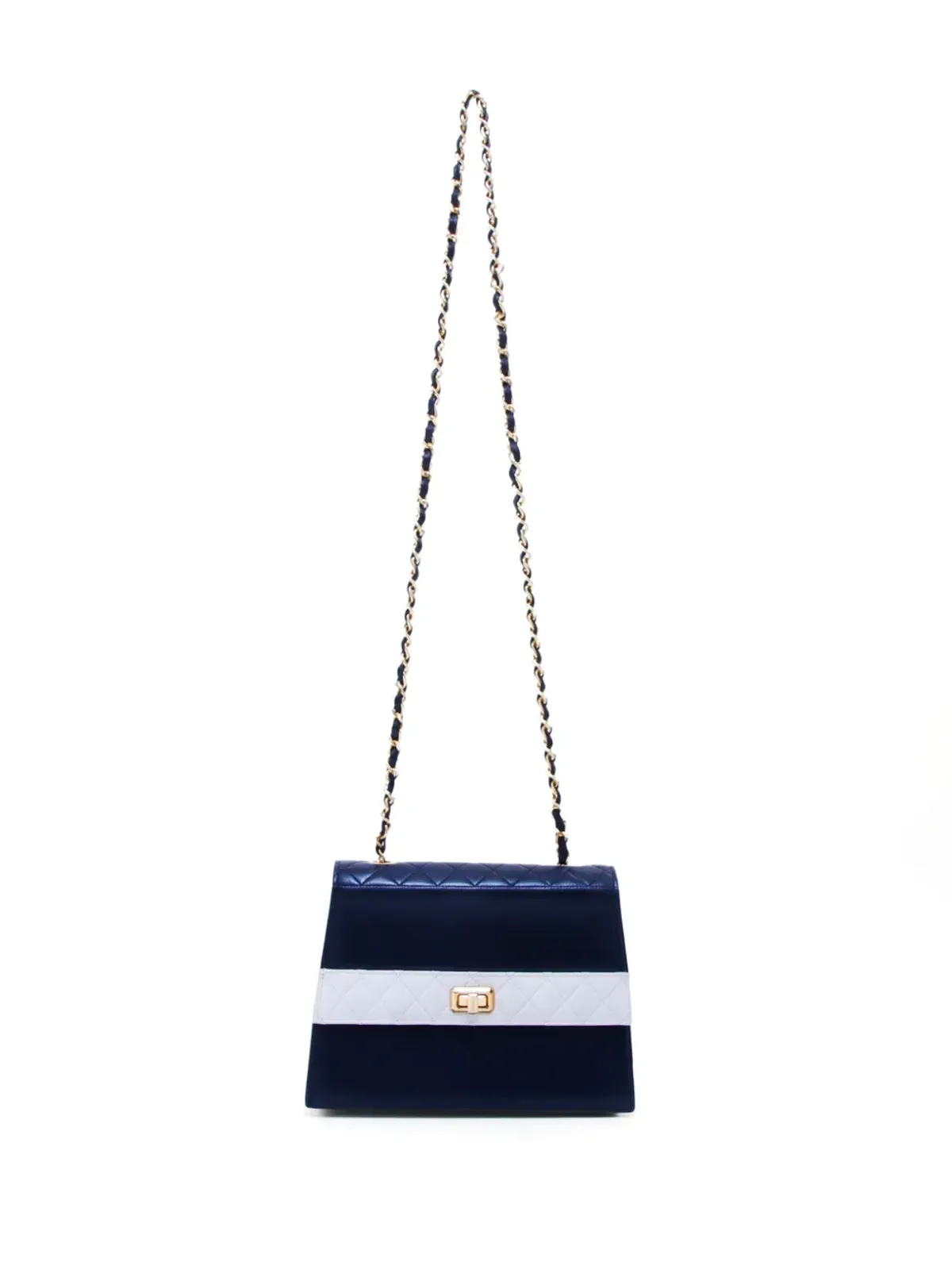 CHANEL ビンテージ 1989-1991 ダイヤモンドキルト ショルダーバッグ ブルー - 画像5