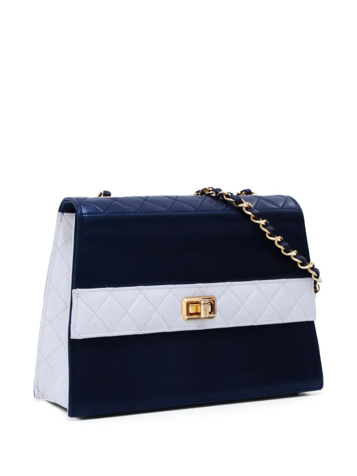 CHANEL ビンテージ 1989-1991 ダイヤモンドキルト ショルダーバッグ ブルー - 画像3