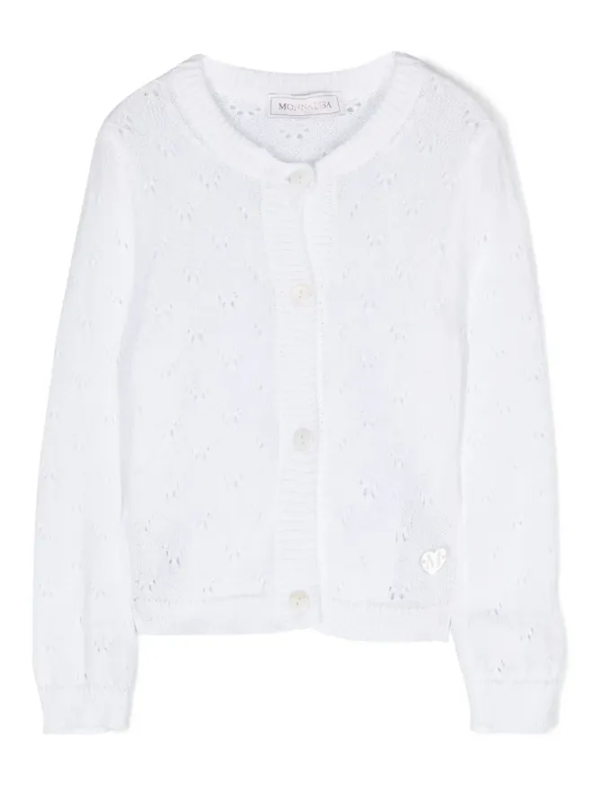 Monnalisa Monnalisa ポイントル編みコットンカーディガン - Whiteの商品画像