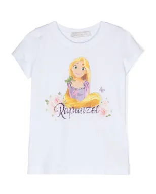 Monnalisa カートゥーンプリントのクリスタル装飾Tシャツ - White - サムネイル1