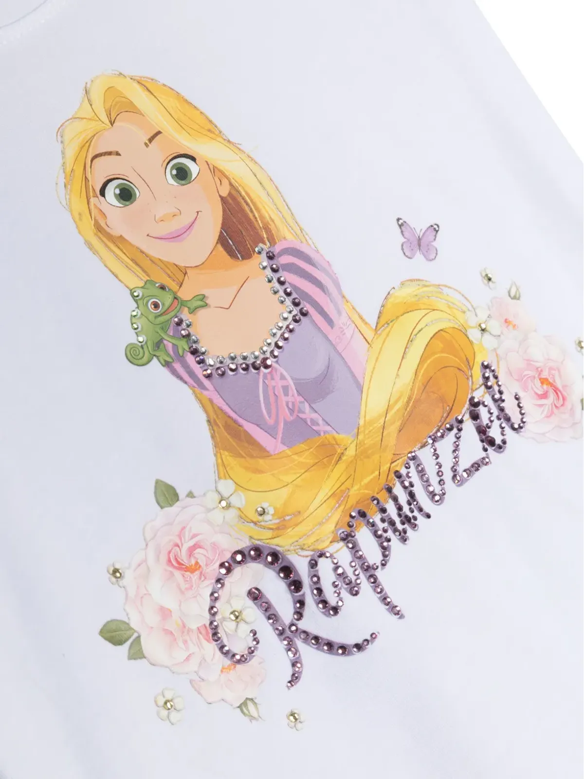 Monnalisa カートゥーンプリントのクリスタル装飾Tシャツ - White - 画像3
