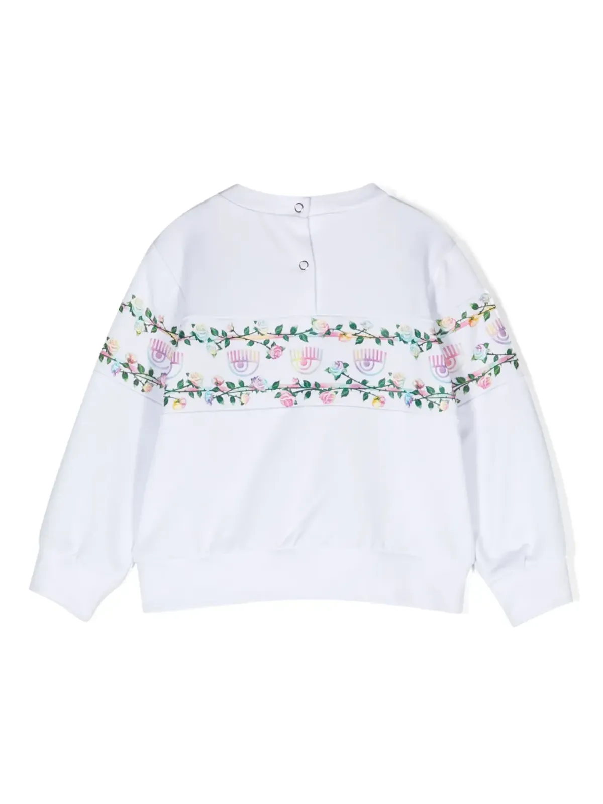 Chiara Ferragni Kids Eyelike-motif stripe sweatshirt - White - 画像2