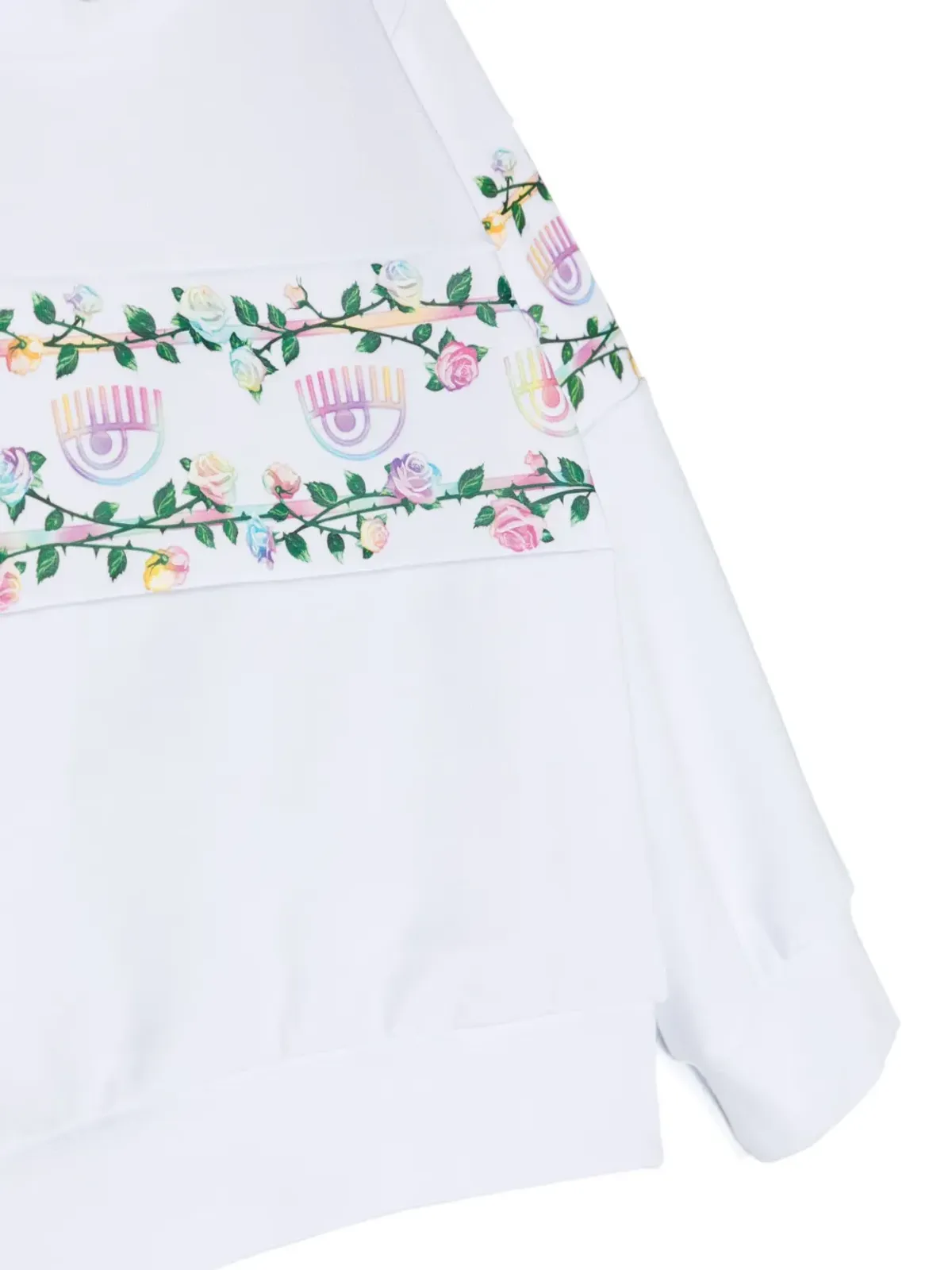 Chiara Ferragni Kids Eyelike-motif stripe sweatshirt - White - 画像3