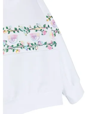 Chiara Ferragni Kids Eyelike-motif stripe sweatshirt - White - サムネイル3