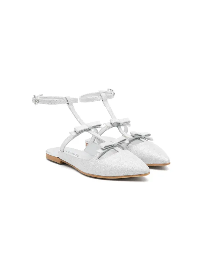 Monnalisa Monnalisa ボウ付きグリッター バレリーナシューズの商品画像