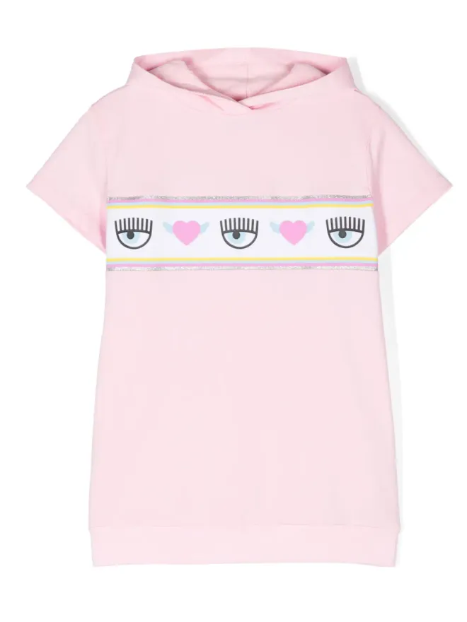 Chiara Ferragni Kids Chiara Ferragni Kids ロゴマニア フード付きコットンドレスの商品画像