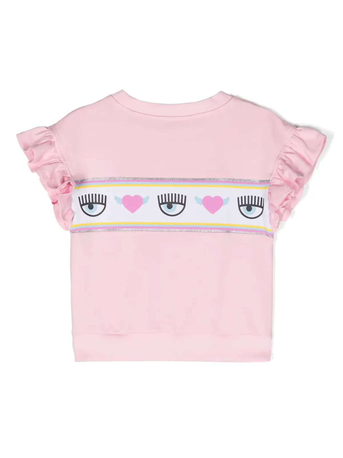 Chiara Ferragni Kids EyelikeモチーフのフリルTシャツ - ピンク - 画像2
