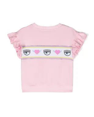 Chiara Ferragni Kids EyelikeモチーフのフリルTシャツ - ピンク - サムネイル2