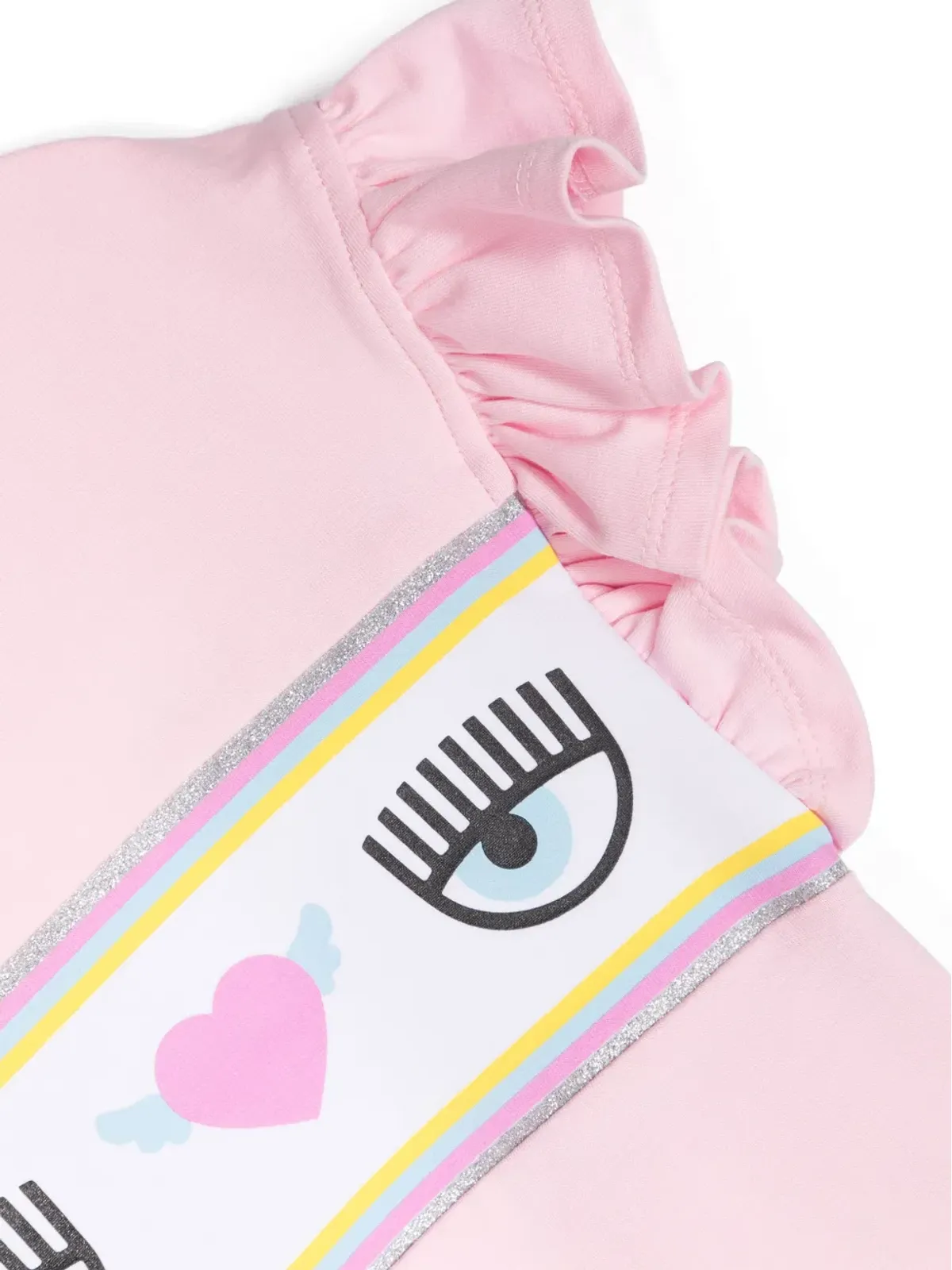 Chiara Ferragni Kids EyelikeモチーフのフリルTシャツ - ピンク - 画像3