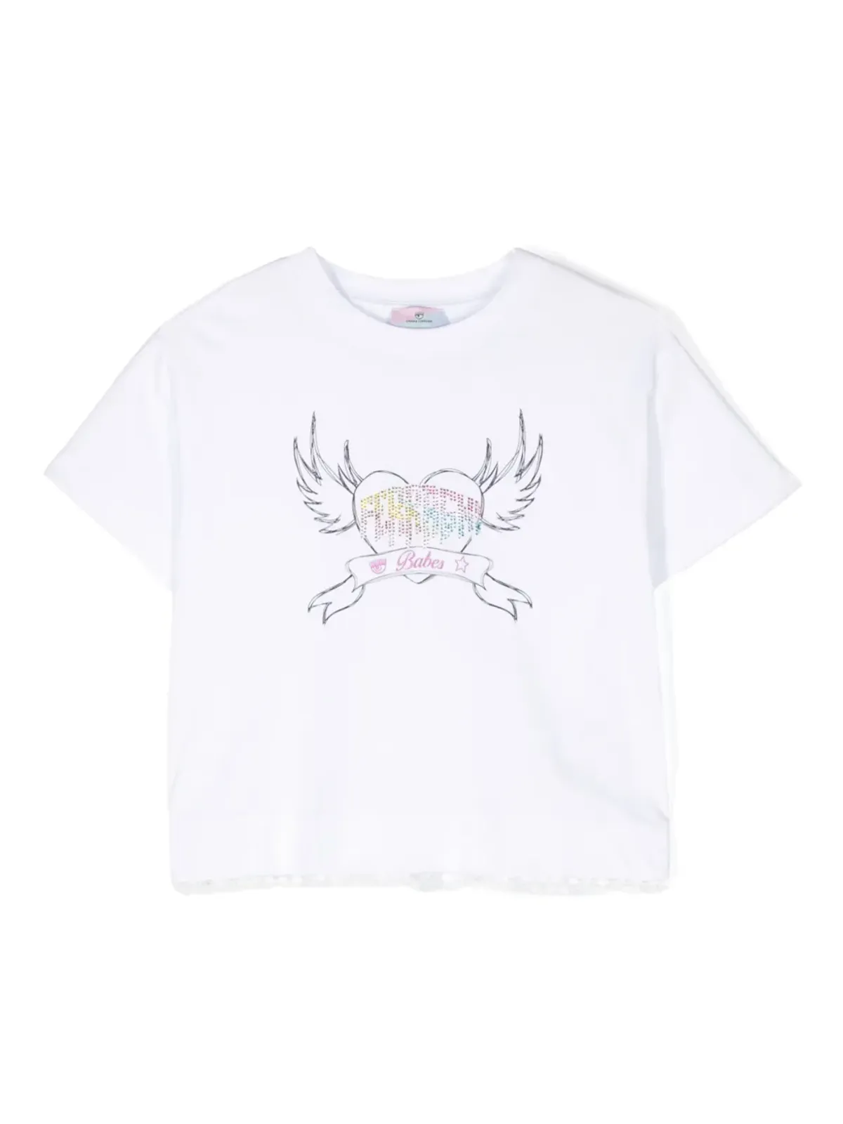 Chiara Ferragni Kids ラインストーンロゴ コットン Tシャツ - 画像1
