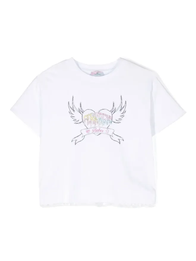 Chiara Ferragni Kids Chiara Ferragni Kids ラインストーンロゴ コットン Tシャツの商品画像