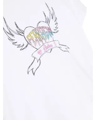 Chiara Ferragni Kids ラインストーンロゴ コットン Tシャツ - サムネイル3