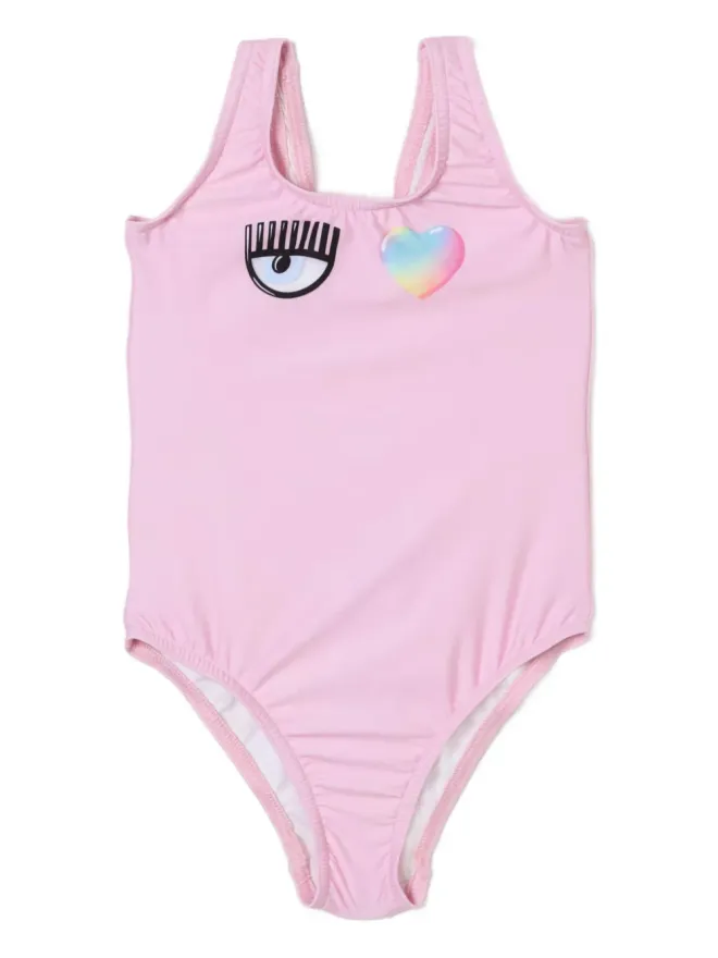 Chiara Ferragni Kids Chiara Ferragni Kids 目とハートのプリント水着 - ピンクの商品画像