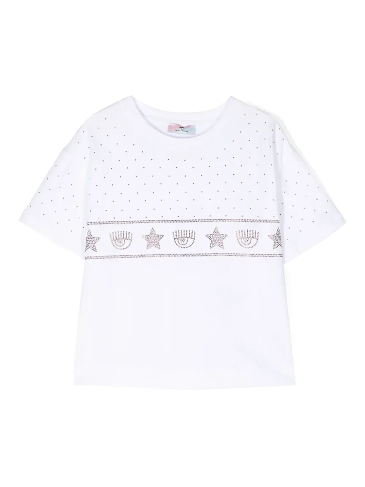 Chiara Ferragni Kids アイライクモチーフラインストーン装飾 Tシャツ - 画像1