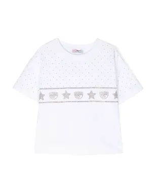 Chiara Ferragni Kids アイライクモチーフラインストーン装飾 Tシャツ - サムネイル1
