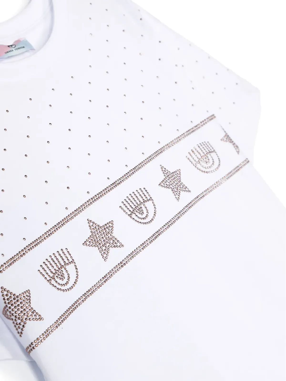 Chiara Ferragni Kids アイライクモチーフラインストーン装飾 Tシャツ - 画像3