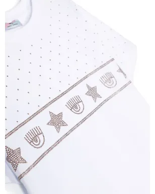 Chiara Ferragni Kids アイライクモチーフラインストーン装飾 Tシャツ - サムネイル3
