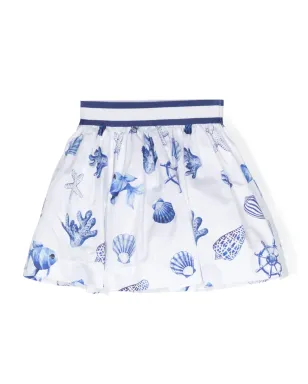 Monnalisa グラフィックプリントプリーツスカート - White - サムネイル1