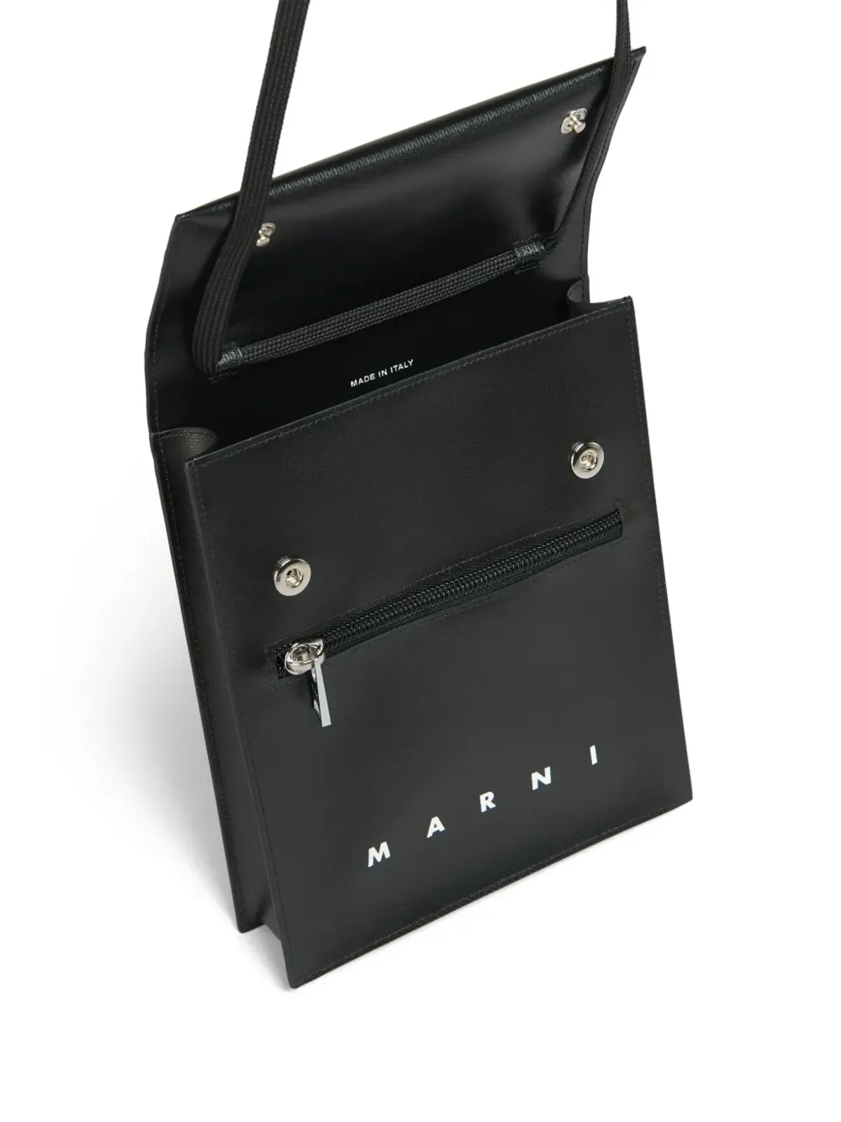 Marni ロゴプリント プレススタッド式ショルダーバッグ ブラック - 画像5