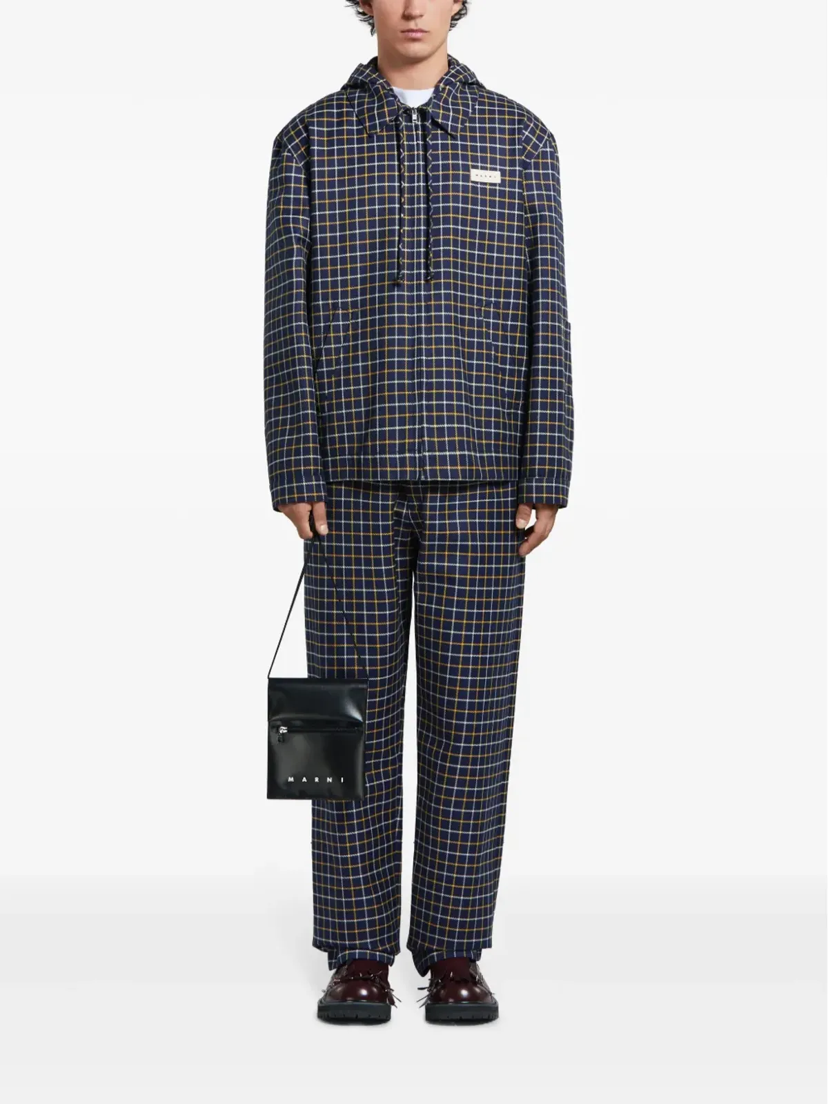 Marni ロゴプリント プレススタッド式ショルダーバッグ ブラック - 画像2