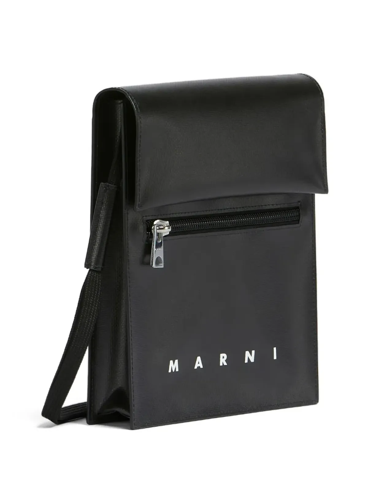 Marni ロゴプリント プレススタッド式ショルダーバッグ ブラック - 画像4