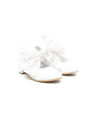 Monnalisa 35mm bow leather ballerina shoes - White - サムネイル1