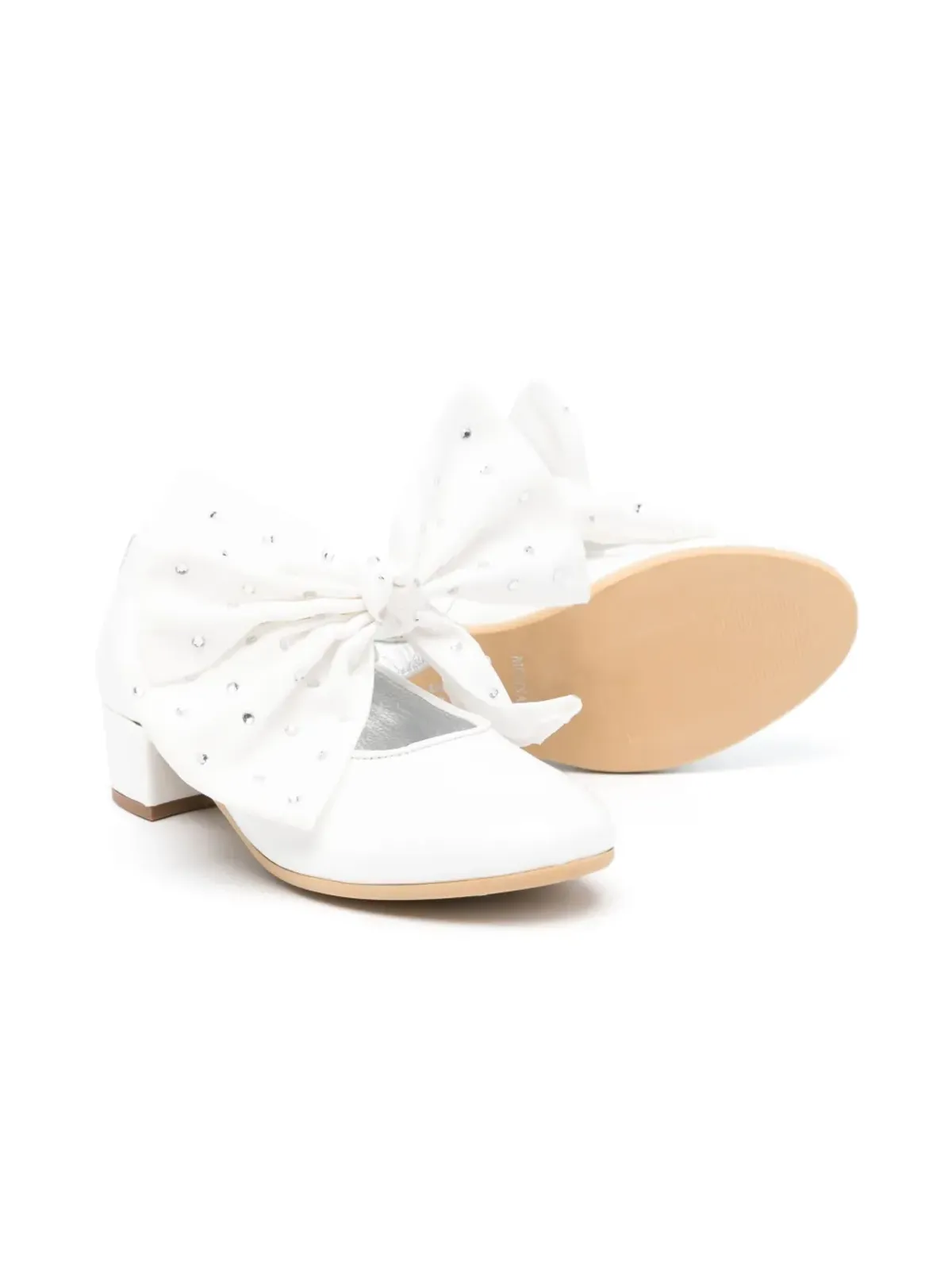 Monnalisa 35mm bow leather ballerina shoes - White - 画像2