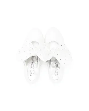 Monnalisa 35mm bow leather ballerina shoes - White - サムネイル3